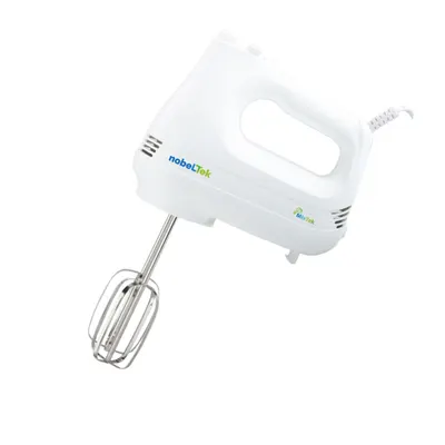 Mixer de mana nobeLTek, 200 W, functie Turbo, 6 viteze, accesoriu tel, carlige aluat, Alb