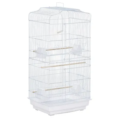 PawHut Cusca Albă pentru Păsări, Spațioasă, cu Accesorii Incluse, 46.5x35.5x92cm | Aosom Romania