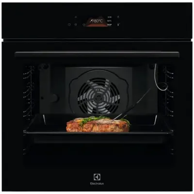 Cuptor incorporabil Electrolux LOD8P39Z, 72 l, SteamBake-gatire cu abur, 169 de programe predefinite, Afisaj digital, Autocuratare pirolitica - 3 moduri, Grill, Senzor gatire, Convectie, Clasa A+, Sticla neagra (Negru)