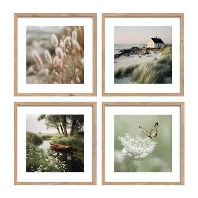 Tablouri cu ramă 4 buc. imprimate 30x30 cm Subtle Nature – Styler