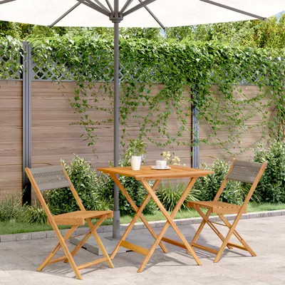 Gossi set mobilier bistro, 3 piese, gri, polipropilena si lemn masiv