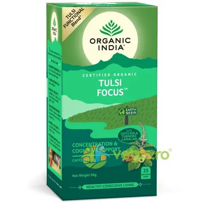 Ceai Tulsi Focus (Amestec Concentrare si Sprijin Cognitiv) Ecologic/Bio 25dz