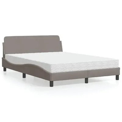 vidaXL Pat cu saltea, Dover, gri taupe, 140x200 cm, textil