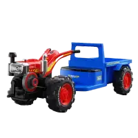 Motocultor electric copii 3-6 ani, Kinderauto BJLW1288, 70W 12V, telecomanda, Albastru
