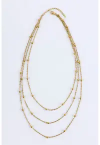 Colier cu siraguri multiple placat cu aur de 18K - Auriu