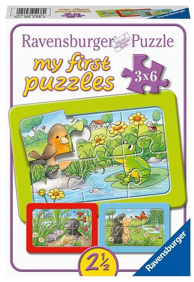 Puzzle Ravensburger din 3 х 6 piese - Small animals in the garden