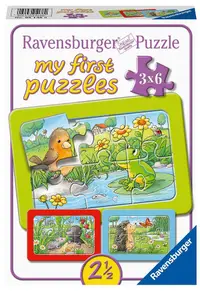 Puzzle Ravensburger din 3 х 6 piese - Small animals in the garden