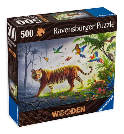 Puzzle din lemn Ravensburger din 500 de piese - Tigrul în junglă