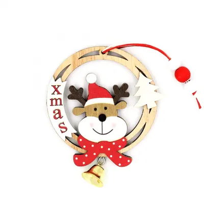 Decorațiune din lemn - Snow circle XMAS - Ren cu clopoțel