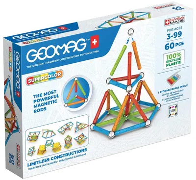 Constructor magnetic Geomag - Supercolor, 60 de piese
