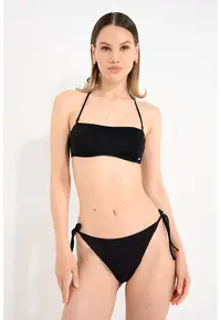 Slip brazilian cu snururi laterale - Negru