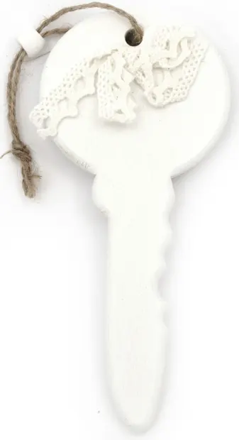 Accesoriu decorativ Em Art - Cheie, 15 x 6.8 x 0.9 cm, alb (1 buc.)