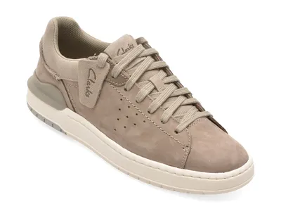 Pantofi sport CLARKS gri, COURTLITE 2 RUN, din nabuc
