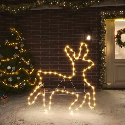 vidaXL Figurină ren de Crăciun, 72 LED-uri, alb cald, 57x55x4,5 cm