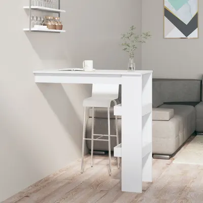 vidaXL Masă bar de perete, alb, 102x45x103,5 cm, lemn compozit