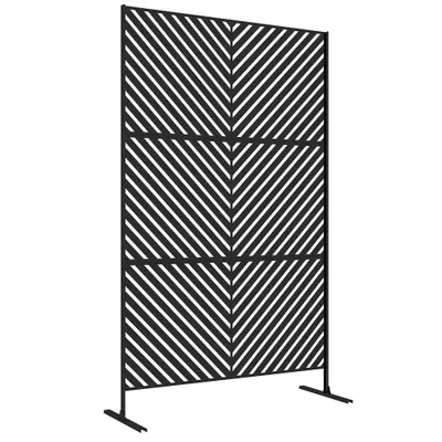 Outsunny Panou-paravan decorativ exterior cu model geometric decupat din metal - 122 x 45 x 198 cm, negru | Aosom Romania