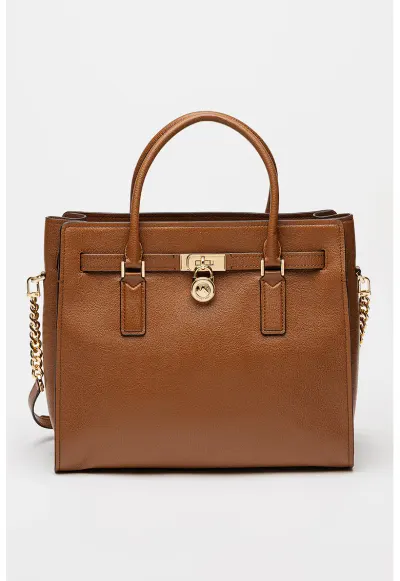 Geanta tote din piele Satchel - Caramel