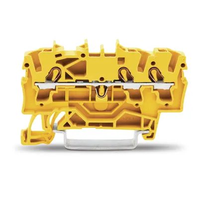 3-conductor through terminal block; 2.5 mm²; suitable for Ex e II applications; side and center marking; for DIN-rail 35 x 15 and 35 x 7.5; Push-in CAGE CLAMP®; 2,50 mm²; yellow