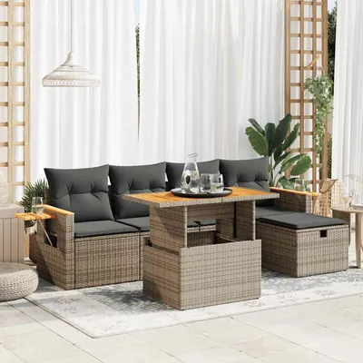 Gossi set mobilier gradina cu perne, 6 piese, gri, poliratan