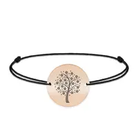 Nome - Bratara personalizata snur banut cu copac din argint 925 placat cu aur roz