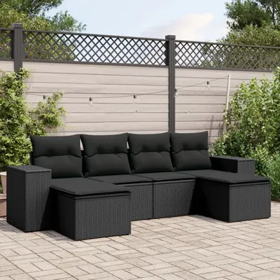 Gossi set mobilier de gradina cu perne, 6 piese, negru, poliratan