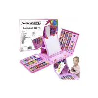 Set tabla desenat pentru copii, 208 piese, markere, creioane, acuarele, accesorii, multicolor