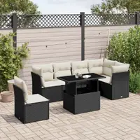 Gossi set canapele de gradina cu perne, 7 piese, negru, poliratan