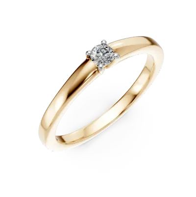 Inel de logodna din aur galben cu diamant solitaire de 0.1ct