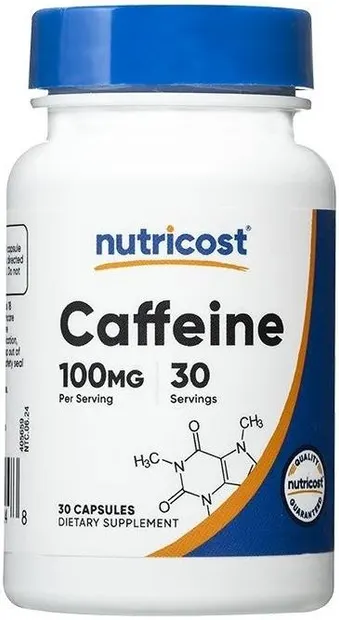 Caffeine, 100 mg, 30 capsule, Nutricost