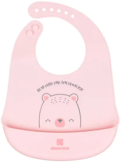 Bavetă din silicon KikkaBoo - Bear with me, Pink