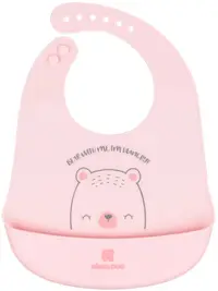 Bavetă din silicon KikkaBoo - Bear with me, Pink