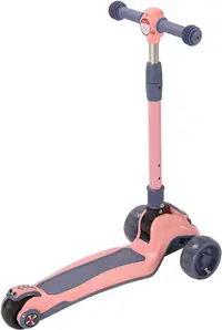 Trotineta pentru copii Nichiduta pink, pliabila, cu ghidon reglabil, manerele ergonomice, muzica, roti silentioase din PU cu lumini LED, dimensiune 29 x 59 x 81 cm