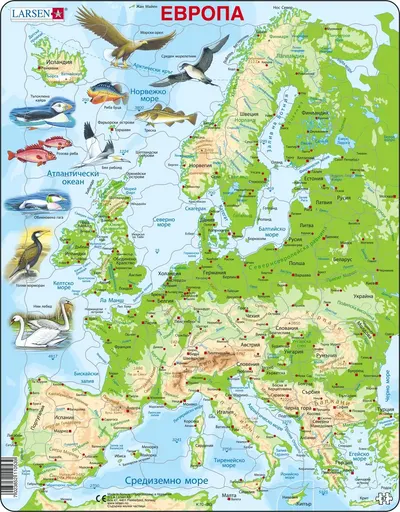 Puzzle educațional Larsen din 87 piese - Harta Europei