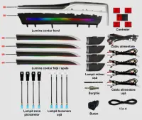 Lumini ambientale dedicate Toyota Highlander 2015-2021, RGB Acrilice 18 in 1 Dinamice cu efect symphony, Control din Aplicatie Bluetooth / Buton