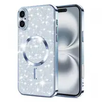 Husa MagSafe pentru Apple iPhone 16, Techsuit, Luxury Glitter, Bleu