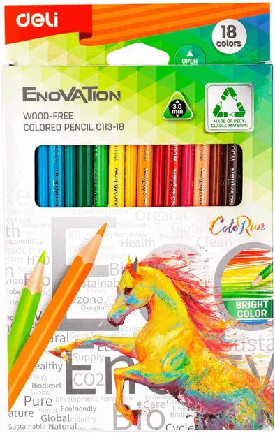 Creioane colorate Deli Enovation - EC113-18, 18 culori
