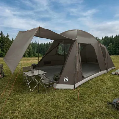 vidaXL Tent Cabină Gri cărămiziu 8 persoane Poliester și oțel
