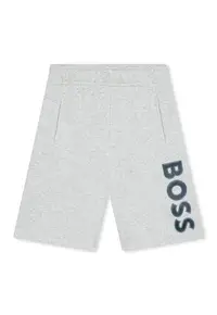 Pantaloni scurti cu imprimeu logo si buzunare laterale - Gri deschis melange