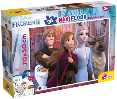 Puzzle cu două fețe Lisciani de colorat din 24 piese - Frozen 2