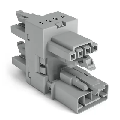3-way distribution connector; 4-pole; Cod. B; 1 input; 3 outputs; pink