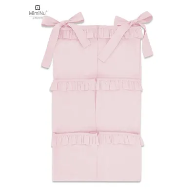 Organizator pentru patut MimiNu din bumbac cu 6 compartimente Royal powder pink
