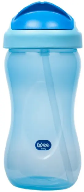 Cană cu păi Wee Baby Colorful, 350 ml, albastru