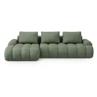 Colțar verde extensibil/cu spațiu de depozitare (cu colț pe partea stângă/cu șezlong) Linz – Cosmopolitan Design
