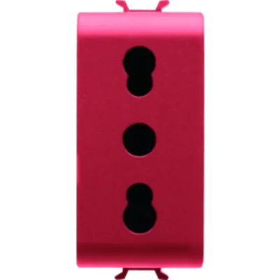 Italian Standard Priza 250v Ac - For Dedicated Lines - 2p+e 16a Dual Amperage - P11-P17 - 1 Module - Red - Chorus