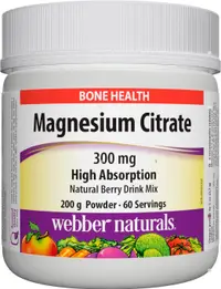 Magnesium Citrate High Absorption, 300 mg, 200 g, Webber Naturals