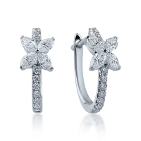 Cercei cu floare din aur alb cu diamante marquise si round 0.61ct
