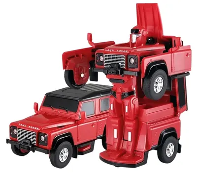 Jucărie metalică Rastar - Robot transformator /Land Rover Defender, 1:32, rosu