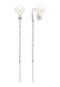 Cercei argint lungi cu perle naturale si zirconia - Pendulum