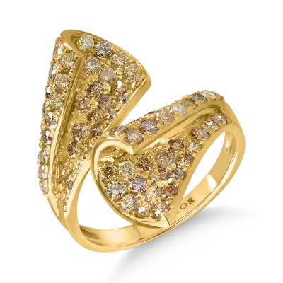 Inel deschis din aur galben cu diamante multicolore de 1.74ct