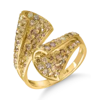 Inel deschis din aur galben cu diamante multicolore de 1.74ct